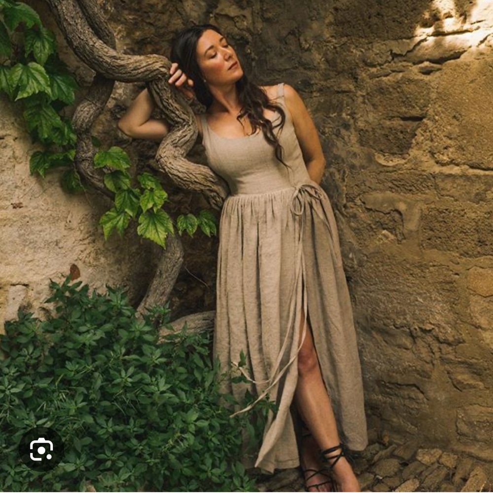 Natural linen wrap Maxi Dress!